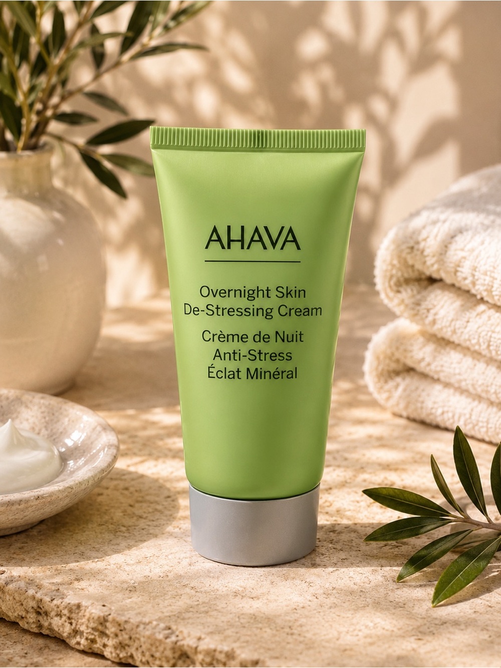 AHAVA Overnight De-Stressing Cream 1.7 oz Hydrating Night Cream Made in Israel